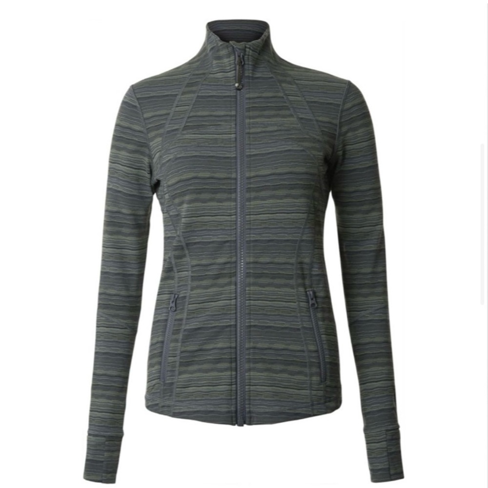 Lululemon Define Jacket Size 8 Cyber Stripe Gator Green Black Worn Once